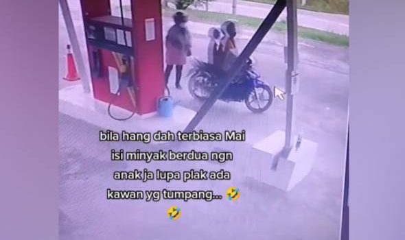 Suami tertinggal isteri selepas isi minyak